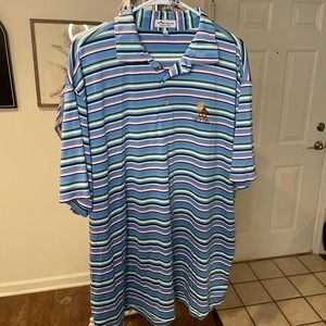 Peter Millar Summer Comfort Golf Polo Bali Hai Size XL Striped